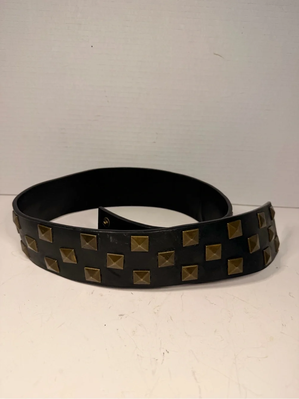 ASOS Black PU Faux Leather Pyramid Studded Belt M/L 34 inches
